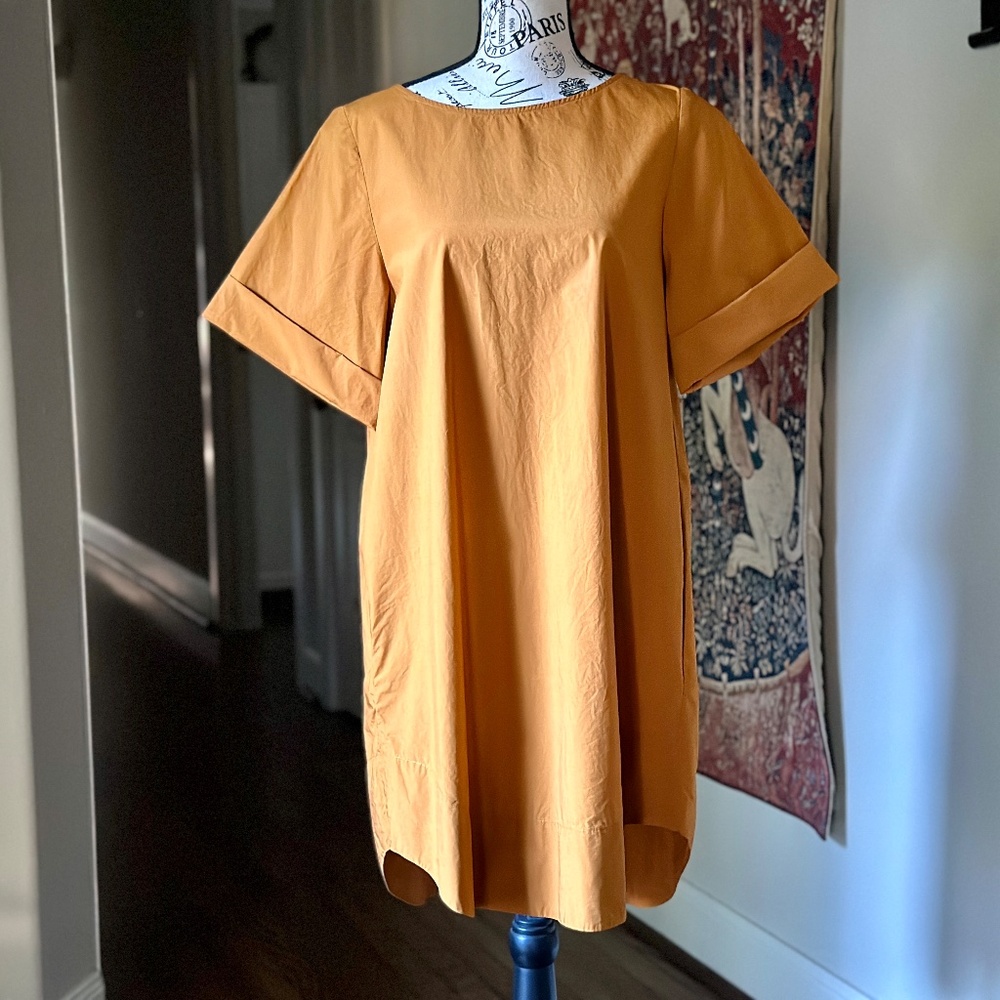 COS | Lightweight A-Line Shift Dress in Mustard Yellow/Burnt Orange, Size 6